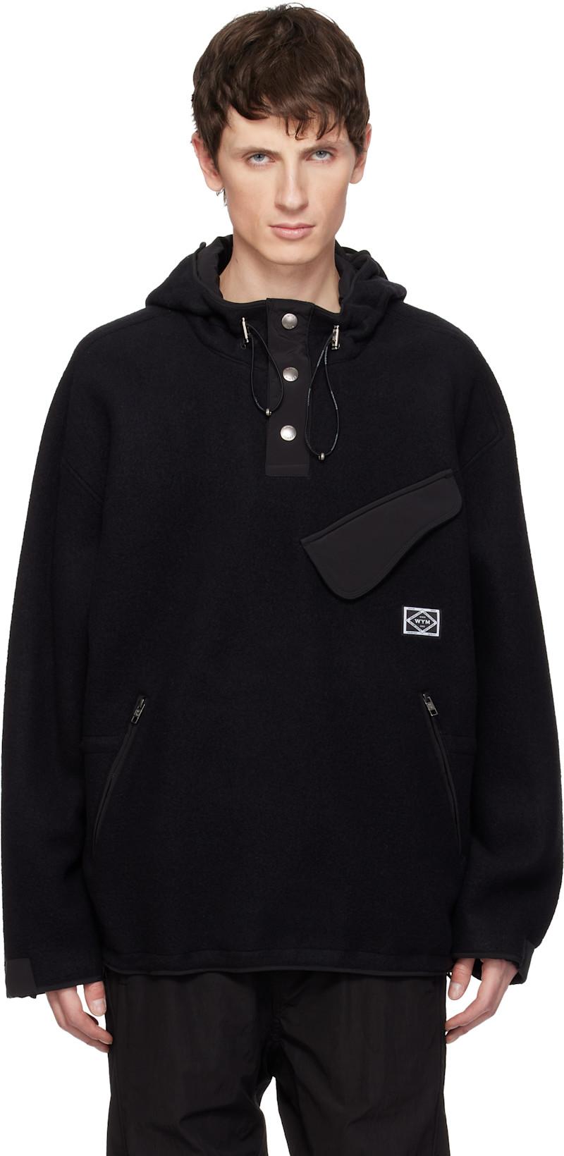 Black Logo Patch Hoodie by WOOYOUNGMI