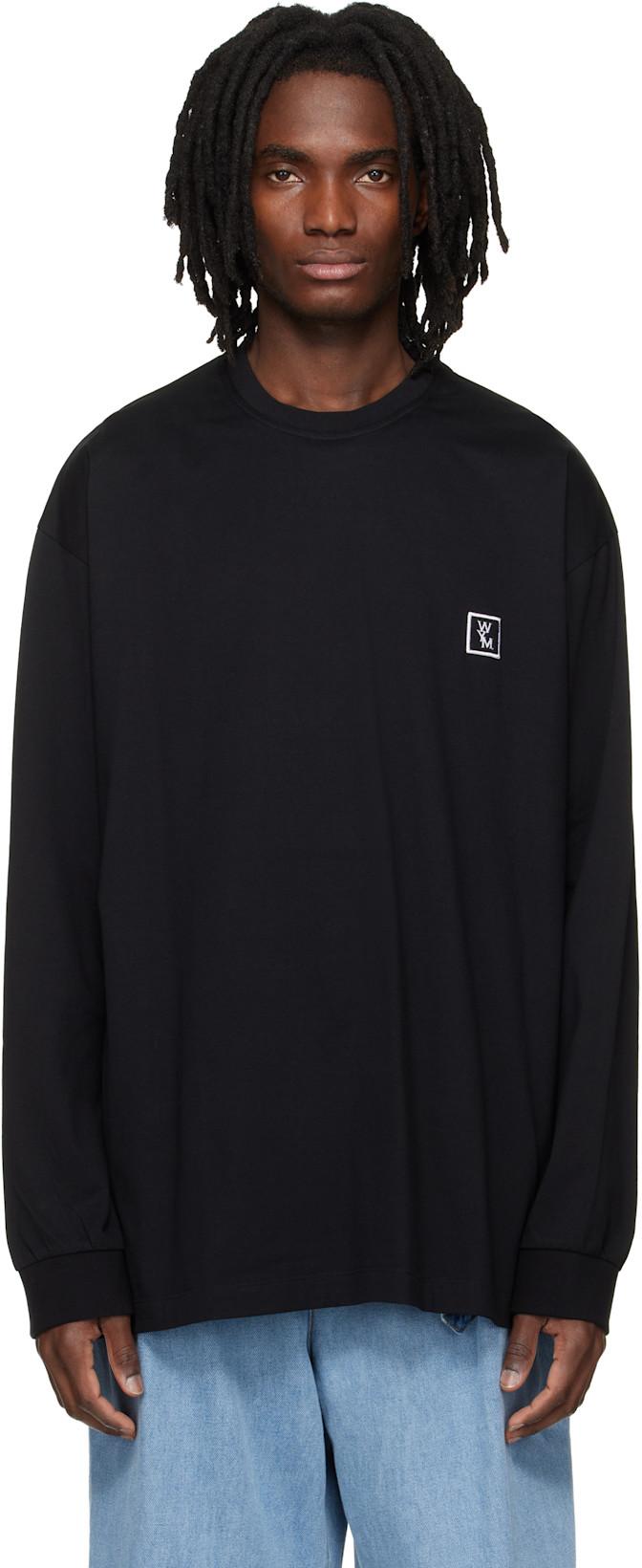 Black Long-Sleeve Back Logo T-shirt by WOOYOUNGMI