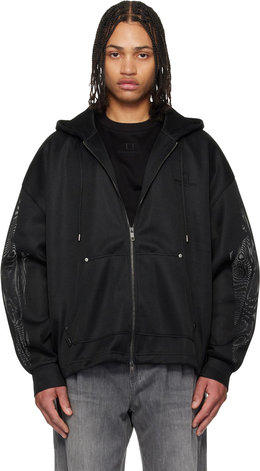 Black Mesh Hoodie by WOOYOUNGMI