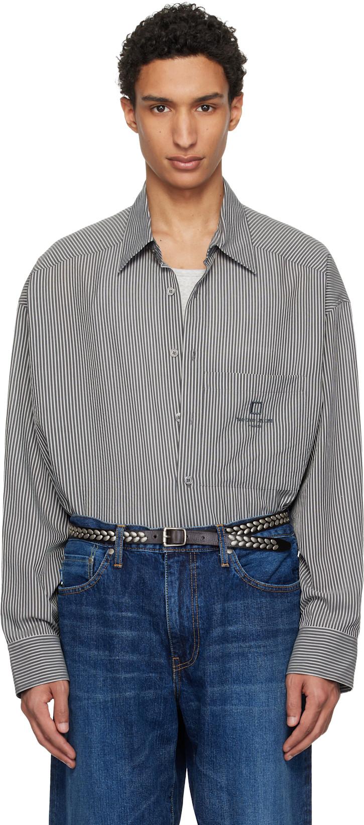 Black Stripe Over Size Shirt by WOOYOUNGMI