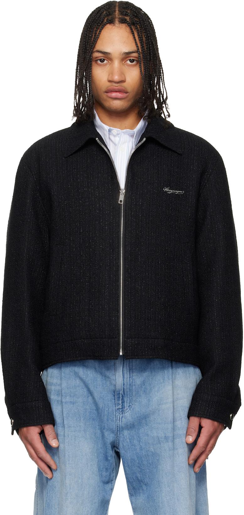 Black Tweed Zip-Up Jacket by WOOYOUNGMI