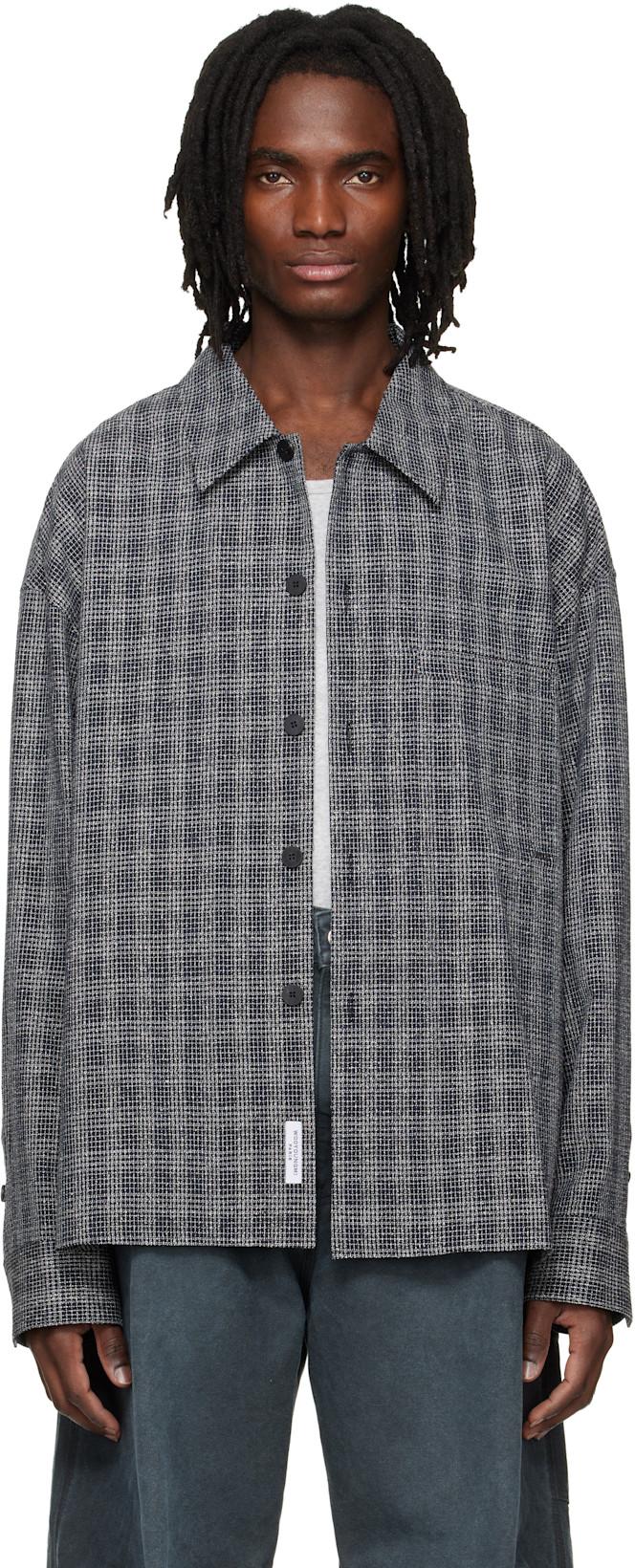 Black Wool Silk Check Shirt by WOOYOUNGMI
