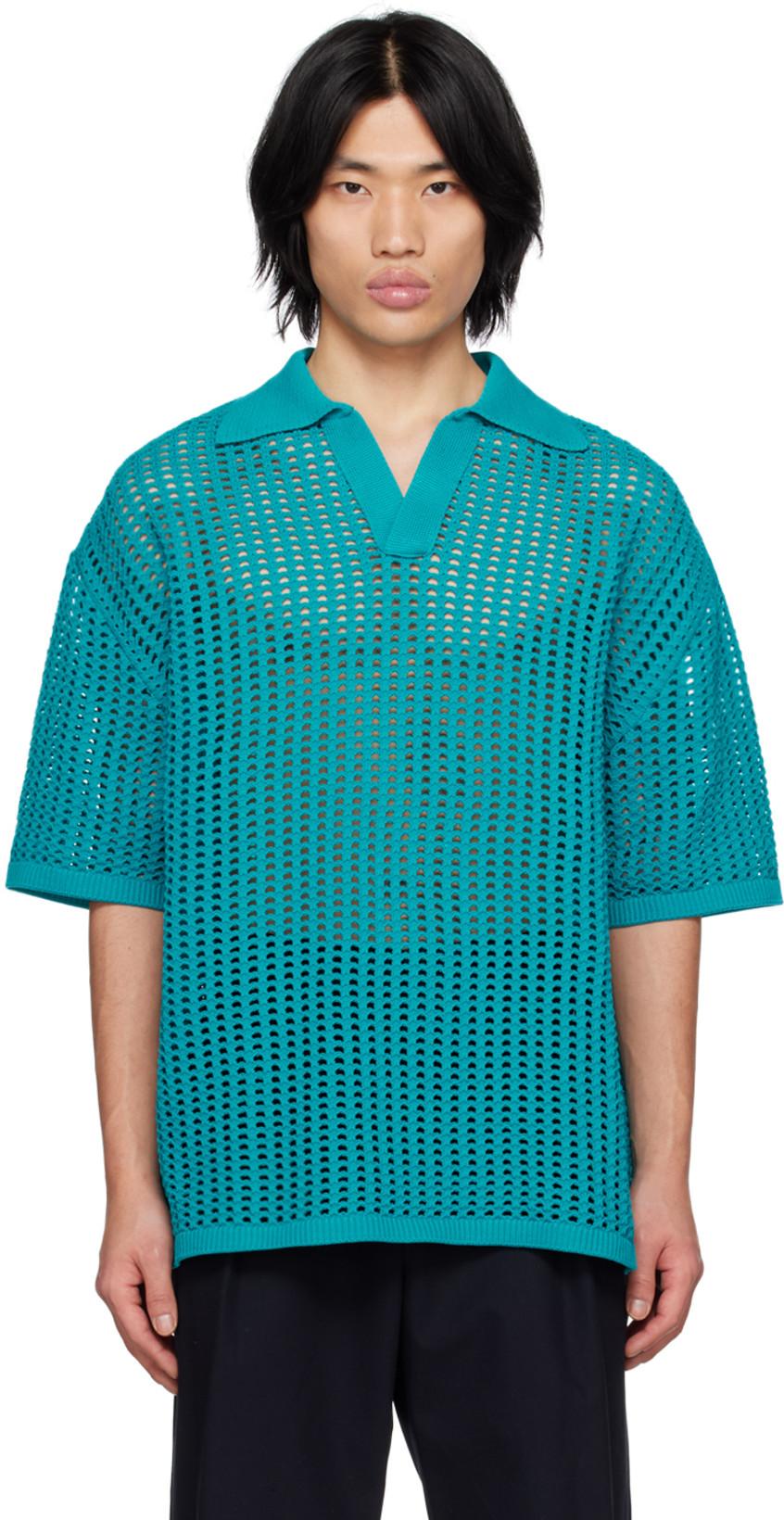 Blue Dropped Shoulder Polo by WOOYOUNGMI