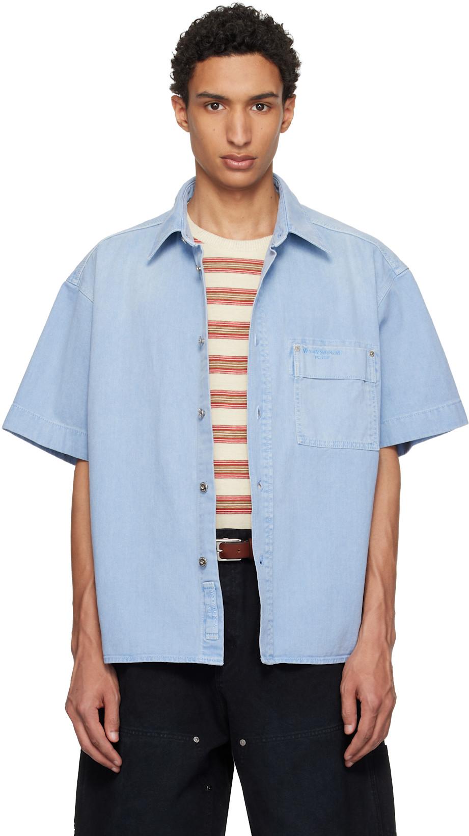 Blue Faded Denim Shirt by WOOYOUNGMI