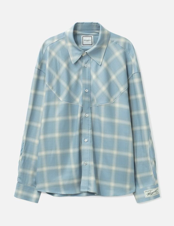Blue Gradient Check Western Shirt by WOOYOUNGMI
