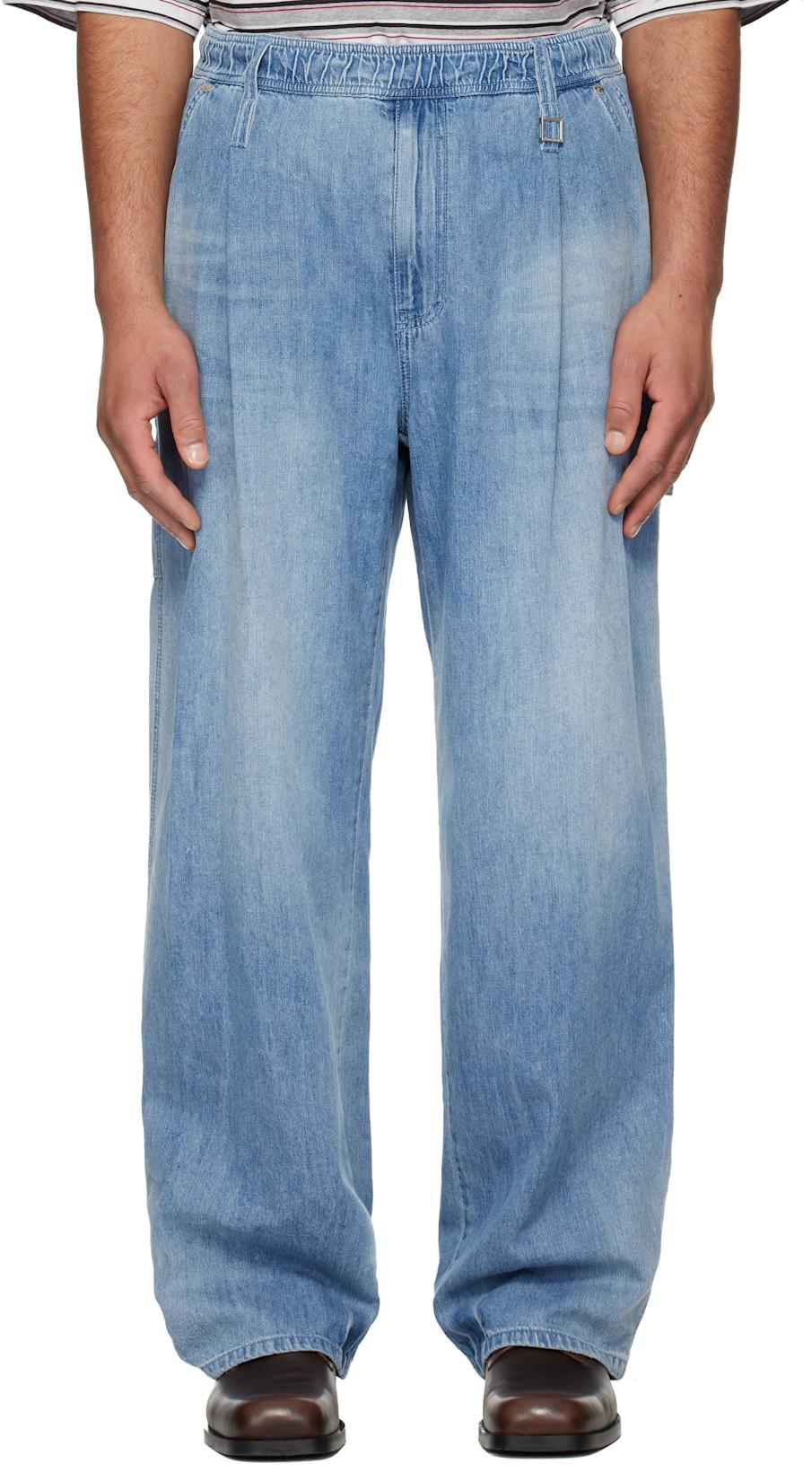 Blue Lightweight Banding Jeans by WOOYOUNGMI