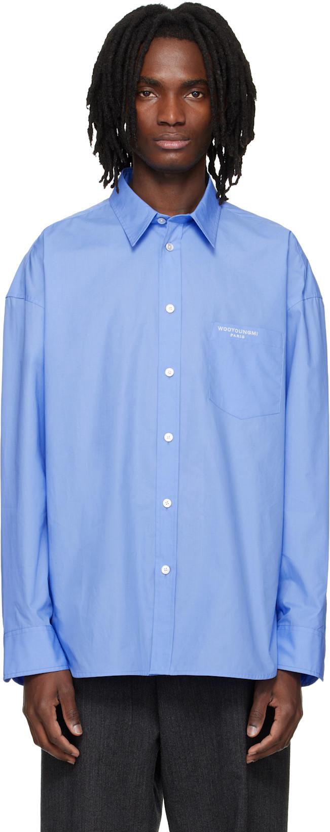 Blue Oversized Cotton Shirt by WOOYOUNGMI