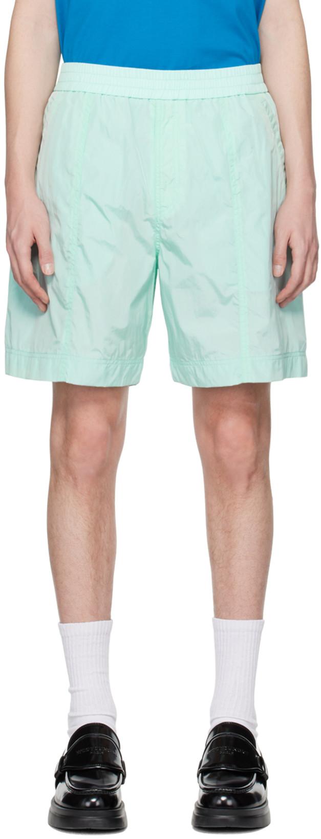Blue Paneled Shorts by WOOYOUNGMI