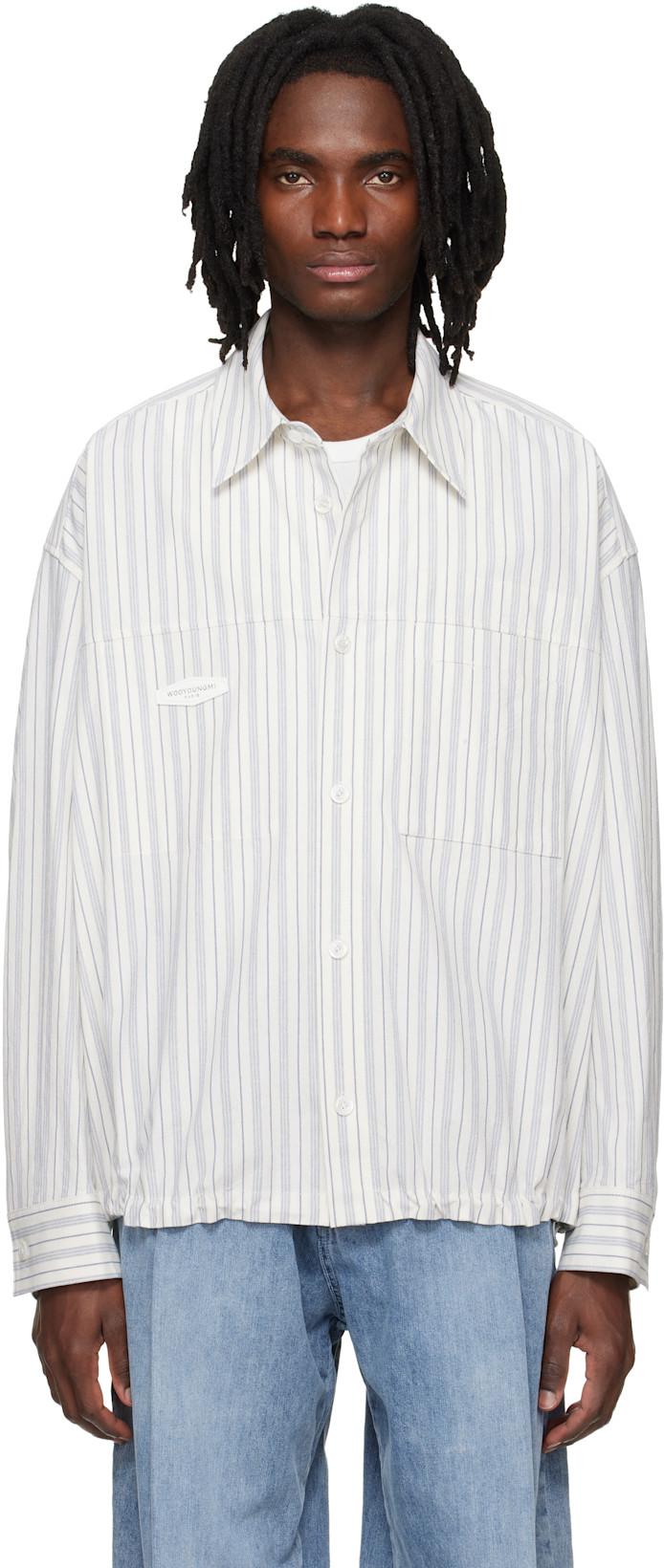 Blue Stripe Patch Shirt by WOOYOUNGMI