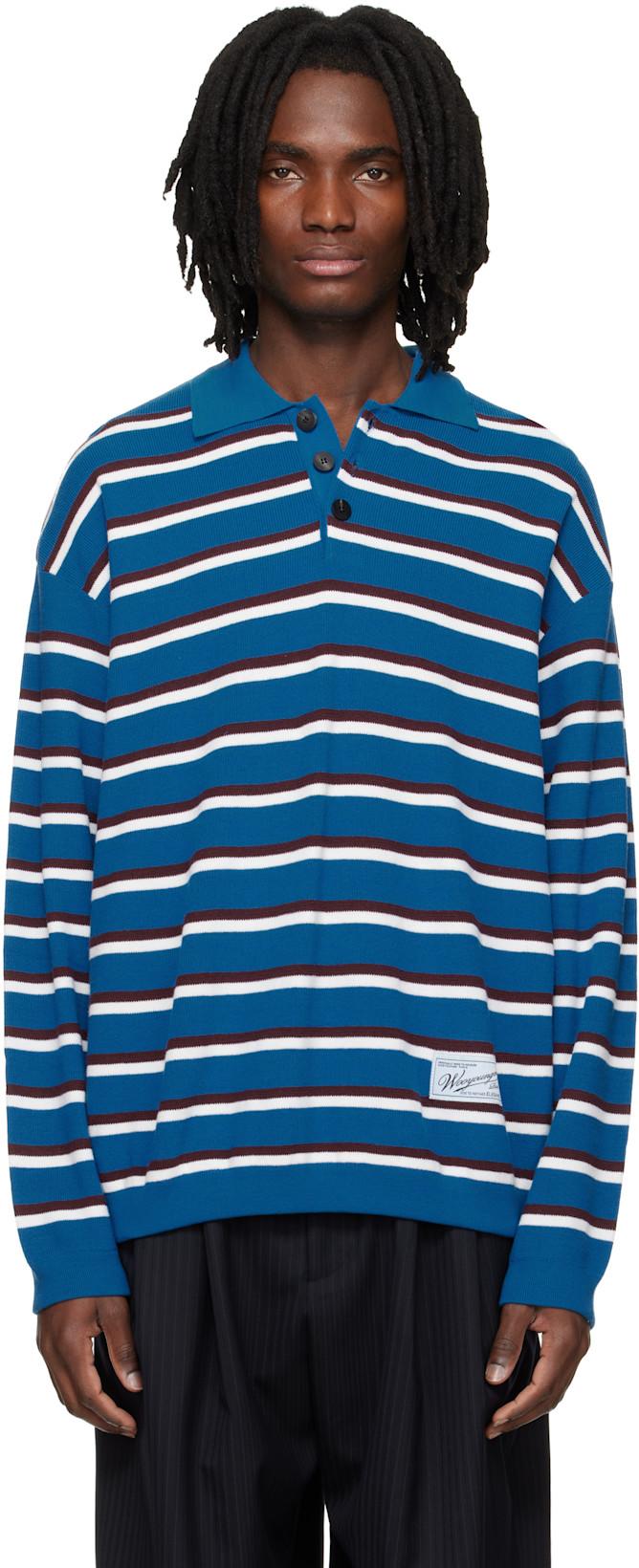 Blue Striped Polo by WOOYOUNGMI