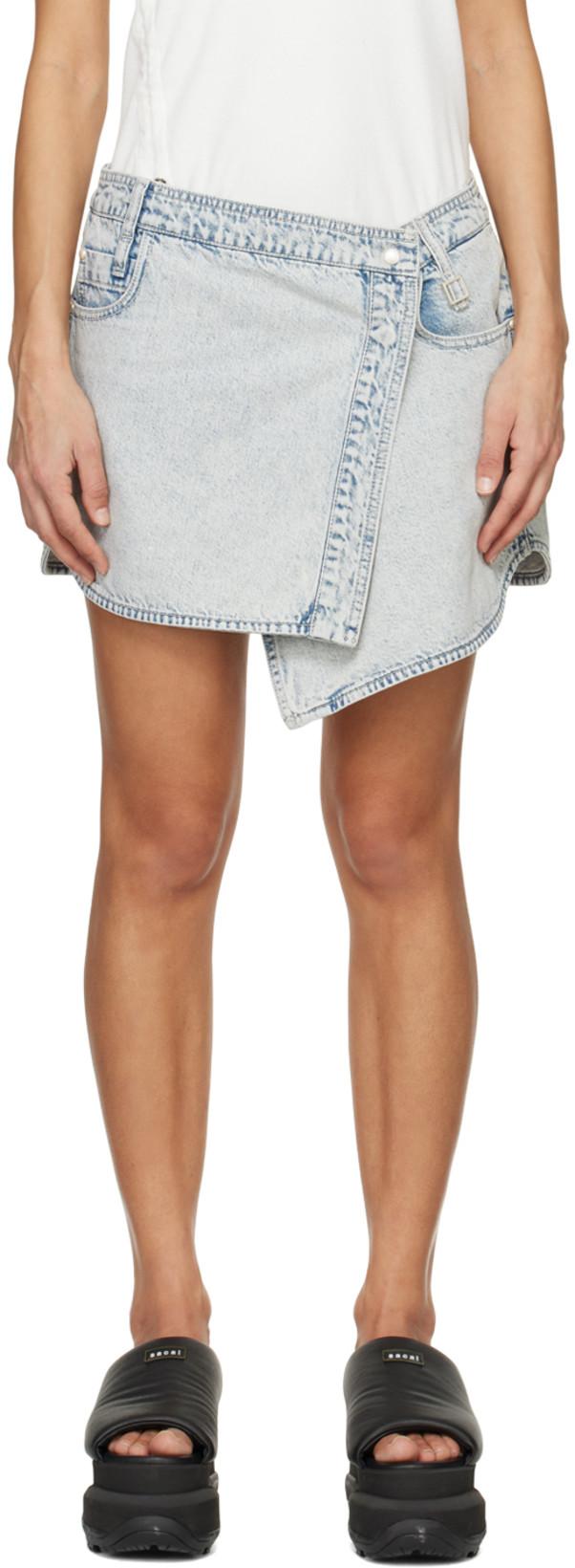 Blue Wrap Miniskirt by WOOYOUNGMI