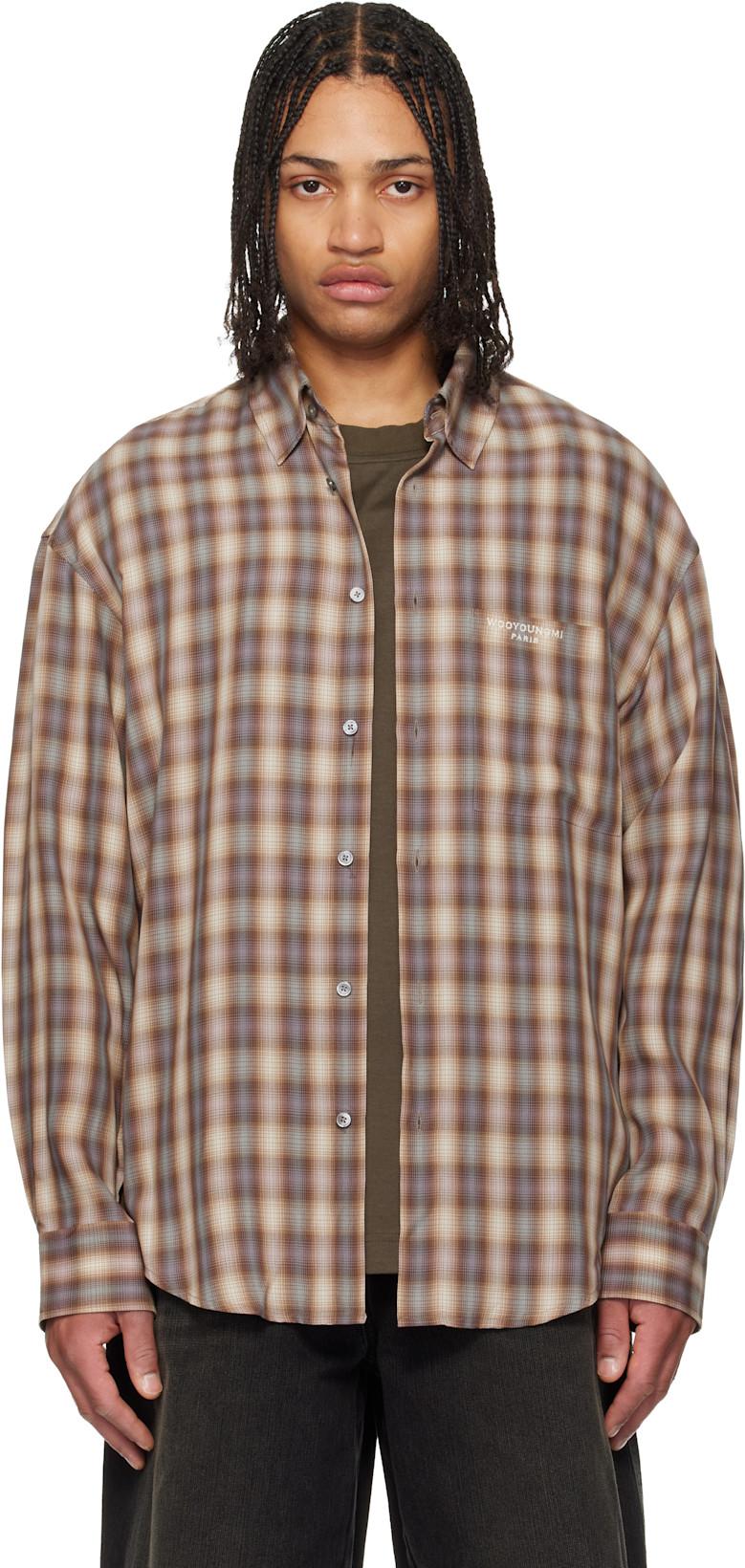 Brown Checkered Shirt by WOOYOUNGMI