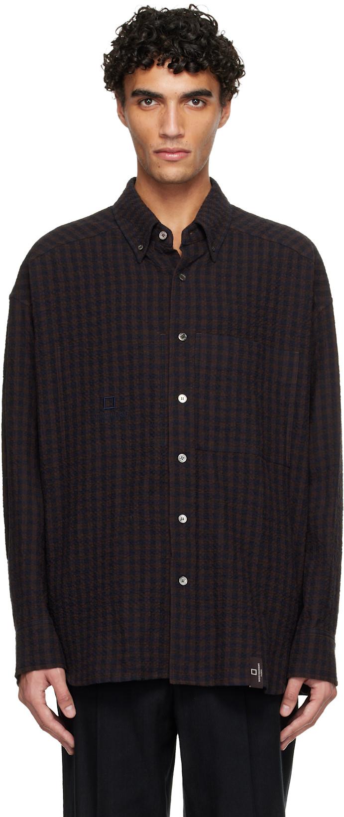 Brown Gingham Check Shirt by WOOYOUNGMI