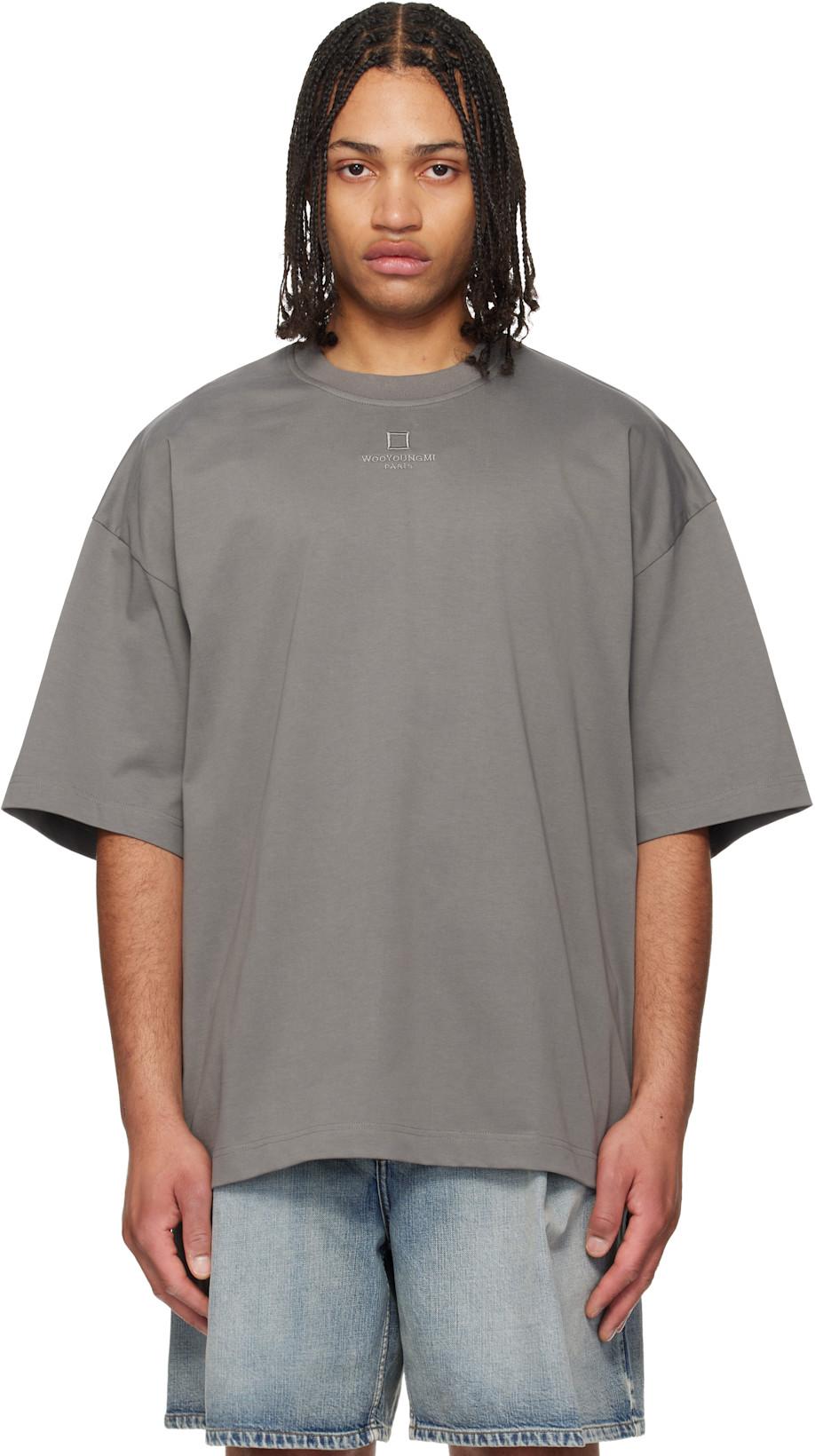 Gray Cotton Over Size T-shirt by WOOYOUNGMI