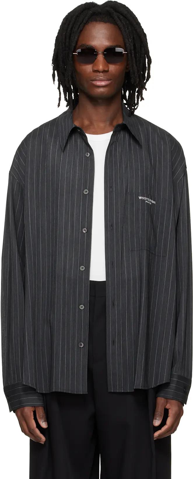 Gray Stripe Shirt by WOOYOUNGMI