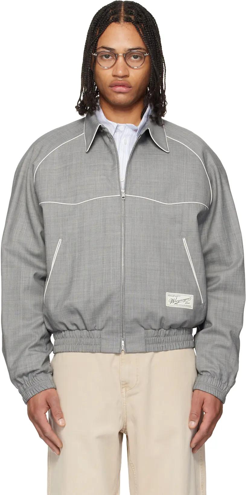 Gray Wool Poly Banding Jacket by WOOYOUNGMI