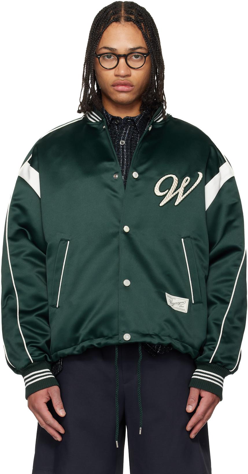 Green Logo Baseball Bomber Jacket by WOOYOUNGMI