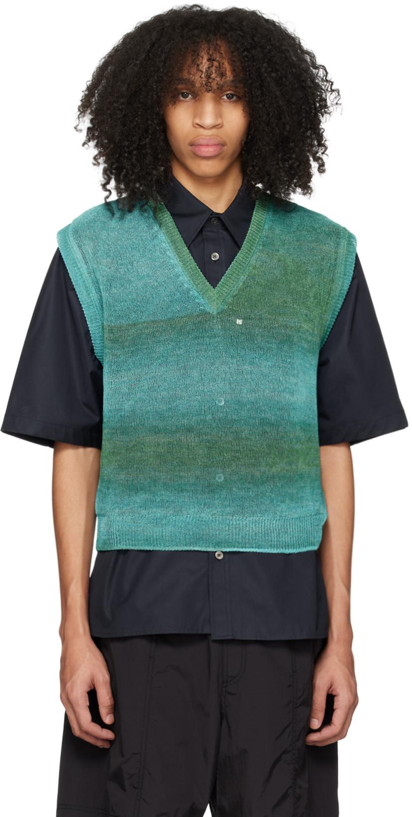 Green & Blue Gradient Stripe Vest by WOOYOUNGMI