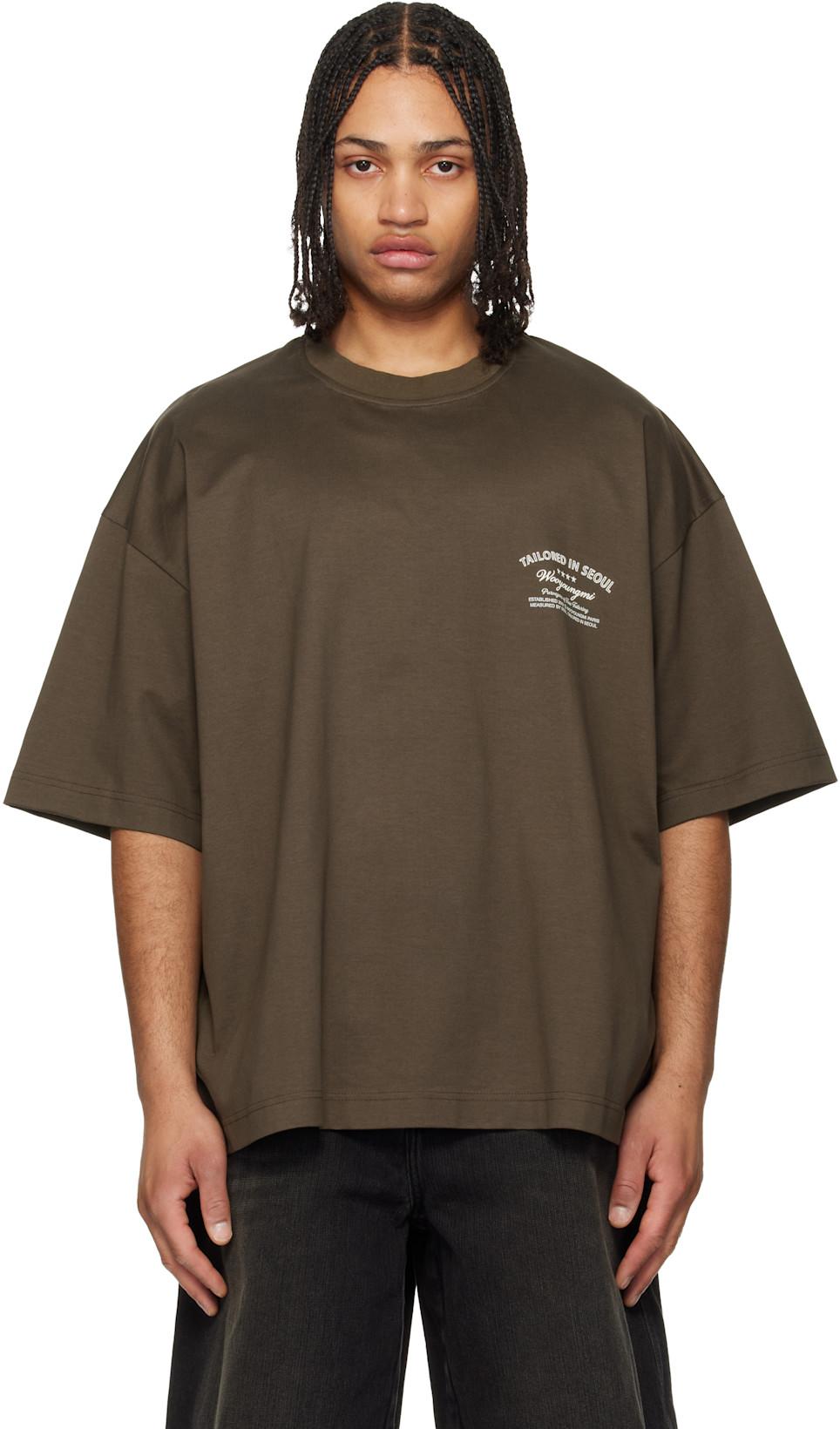 Khaki Lettering Graphic T-shirt by WOOYOUNGMI