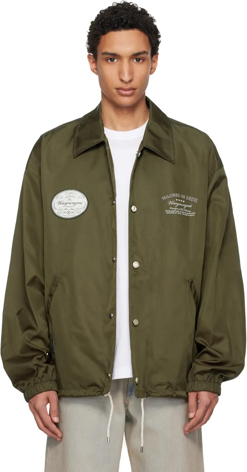 Khaki Nylon Coach Jacket by WOOYOUNGMI