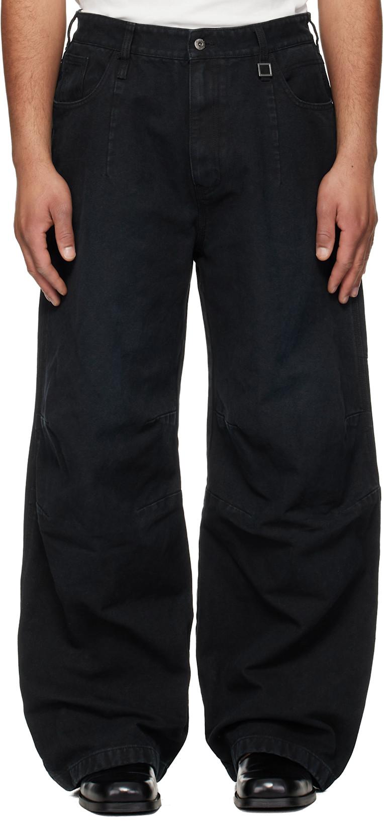 Navy 3D Wide Dyed Jeans by WOOYOUNGMI