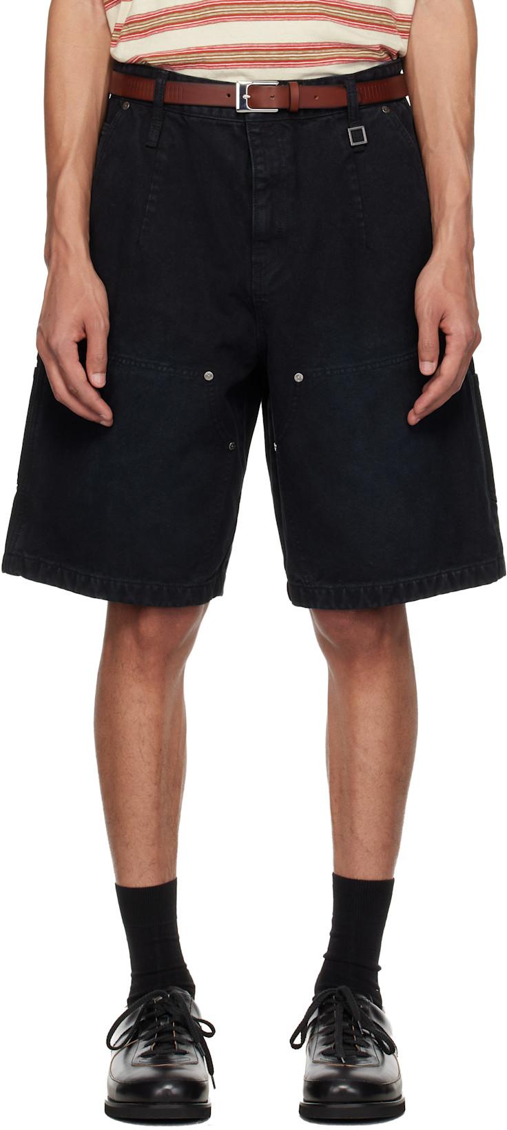 Navy Cotton Shorts by WOOYOUNGMI