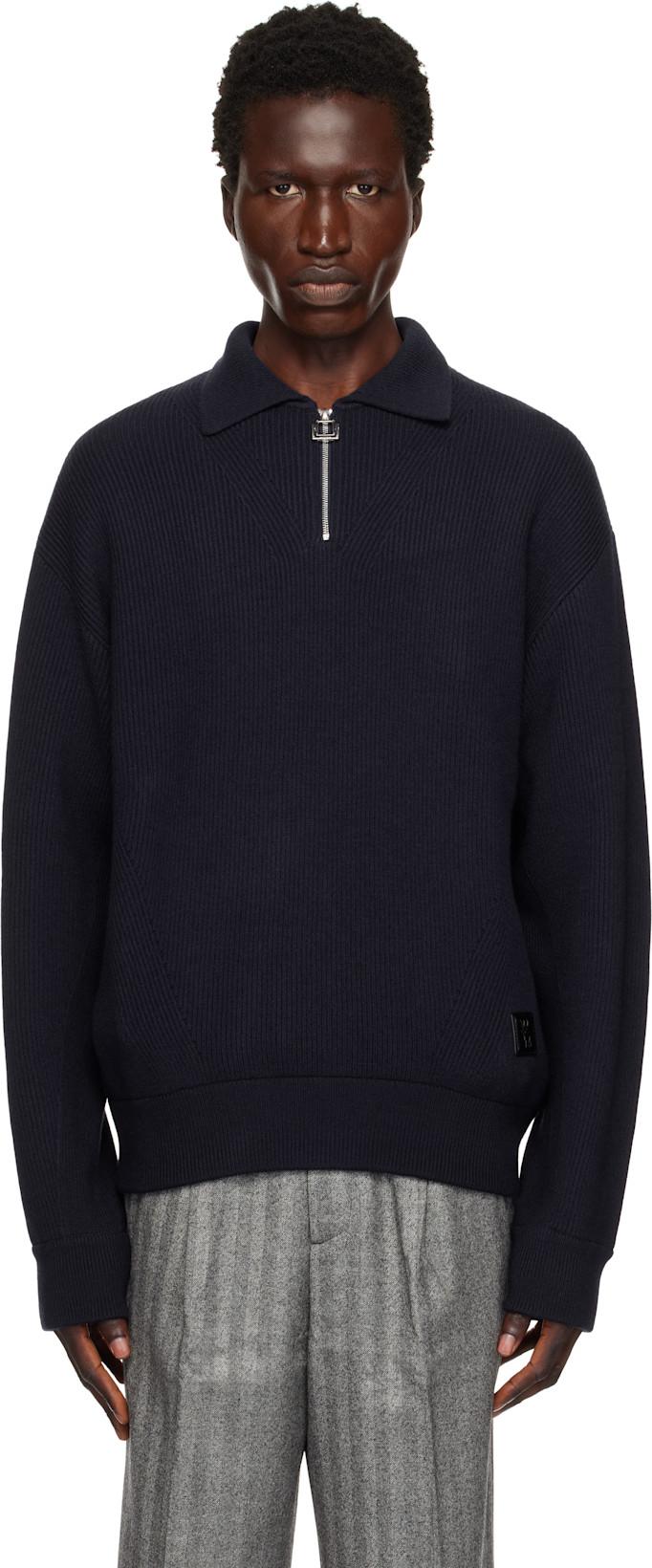 Navy Half Zip-Up Sweater Polo by WOOYOUNGMI