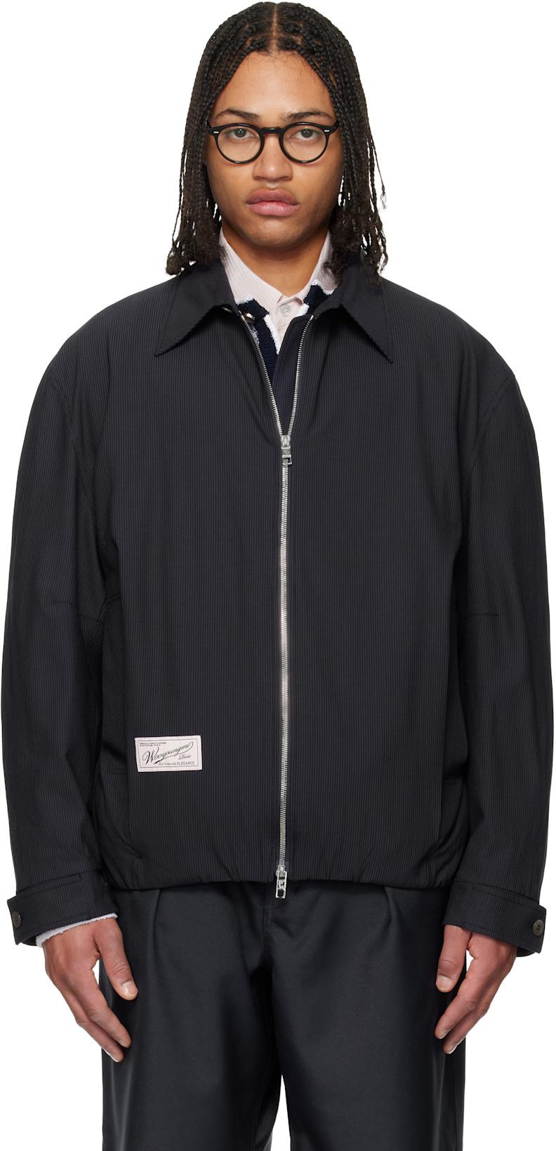 Navy Pin Stripe Zip-up Jacket by WOOYOUNGMI