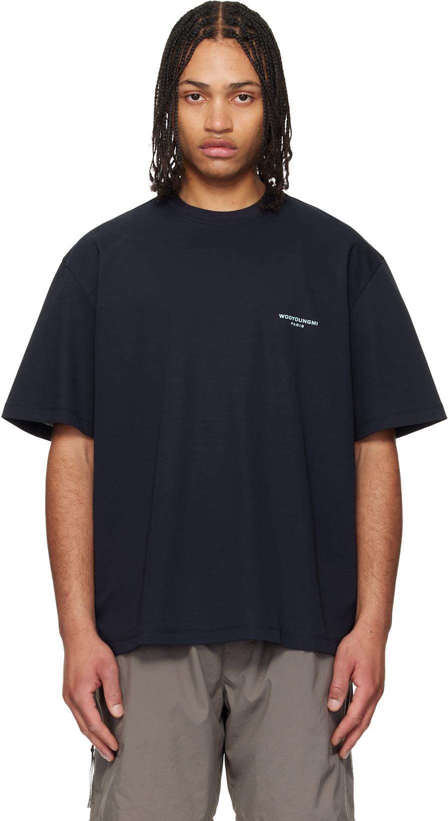 Navy Tuft Embroidered Back Logo T-shirt by WOOYOUNGMI
