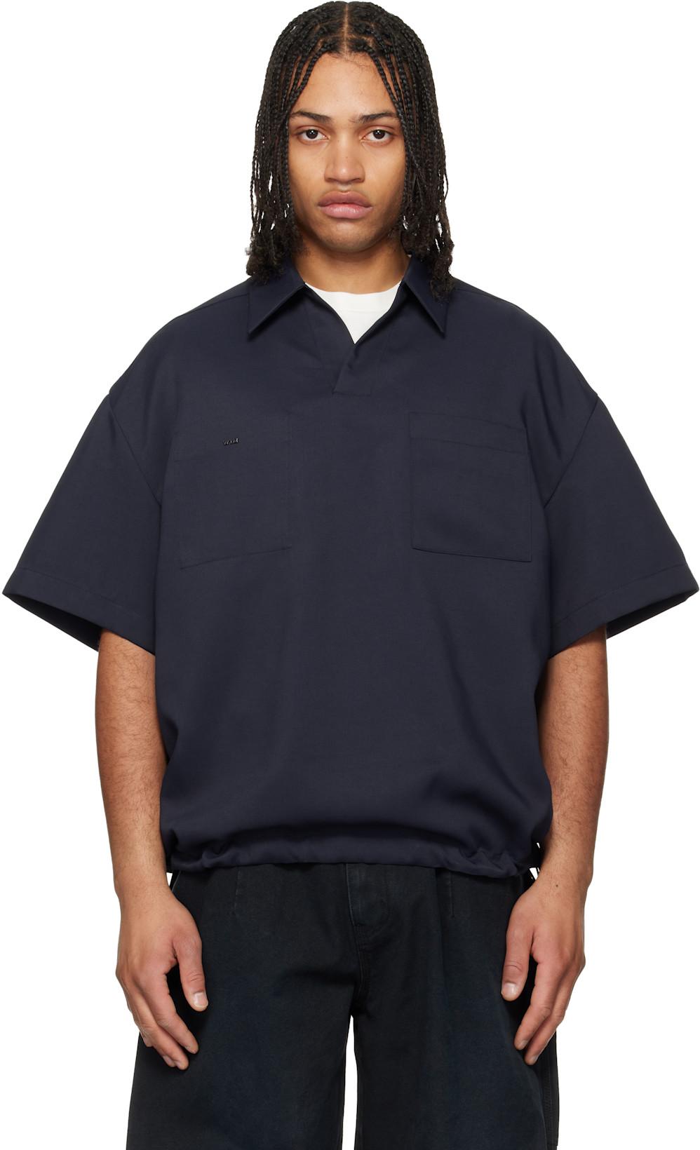 Navy Twill Patch Pocket Polo by WOOYOUNGMI