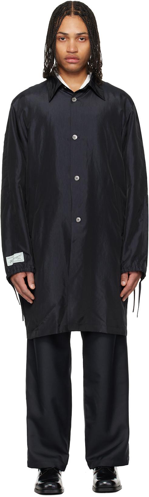 Navy Wrinkle Long Coat by WOOYOUNGMI