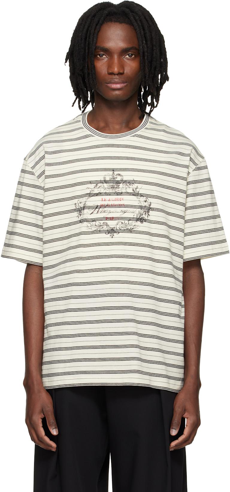 Off-White Striped T-shirt by WOOYOUNGMI
