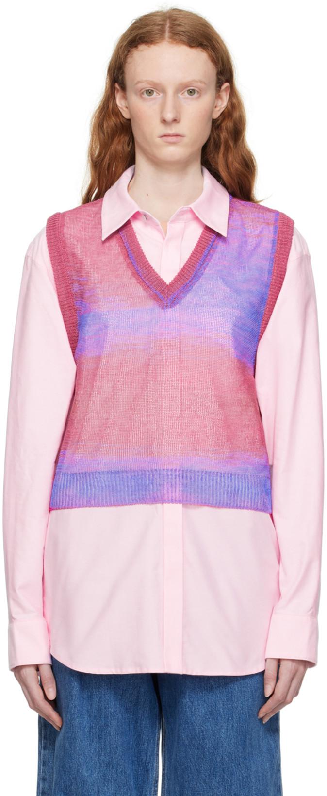 Pink Gradient Stripe Vest by WOOYOUNGMI