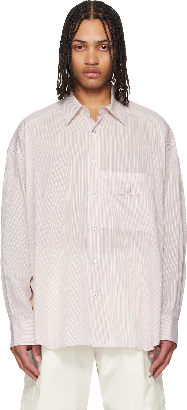 Pink Striped Shirt by WOOYOUNGMI