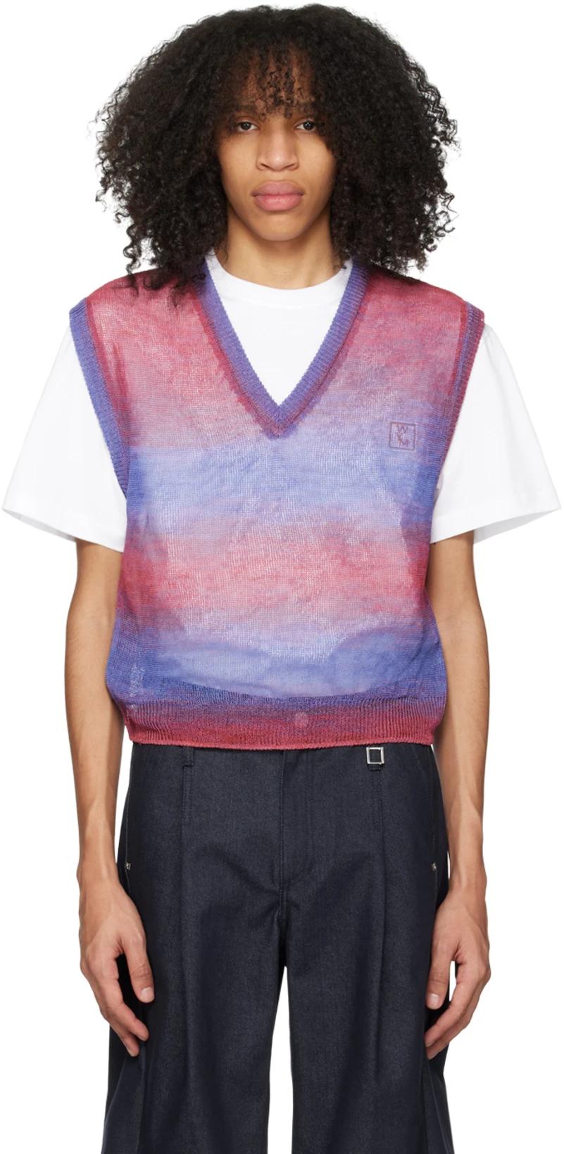 Pink & Purple Gradient Stripe Vest by WOOYOUNGMI