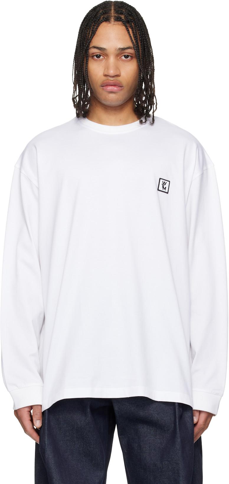 White Long Sleeve Logo T-shirt by WOOYOUNGMI