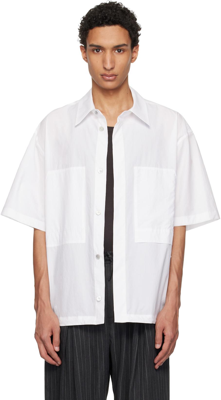 White Short Sleeve Cotton Shirt by WOOYOUNGMI
