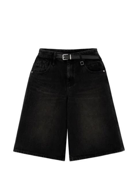 belted denim shorts by WOOYOUNGMI