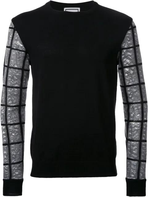 checked sleeve jumper by WOOYOUNGMI