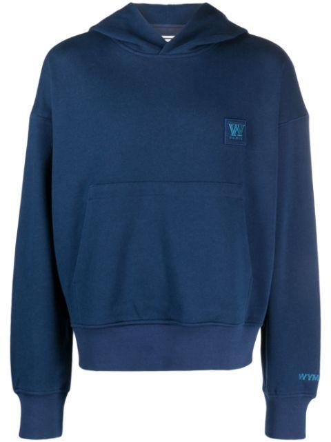 embroidered-logo cotton hoodie by WOOYOUNGMI
