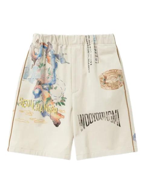 graphic-print cotton shorts by WOOYOUNGMI
