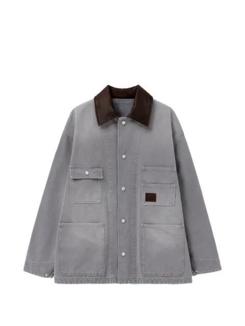 leather collar pocket jacket by WOOYOUNGMI