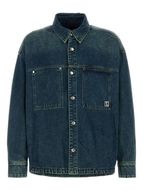 logo-plaque denim shirt by WOOYOUNGMI