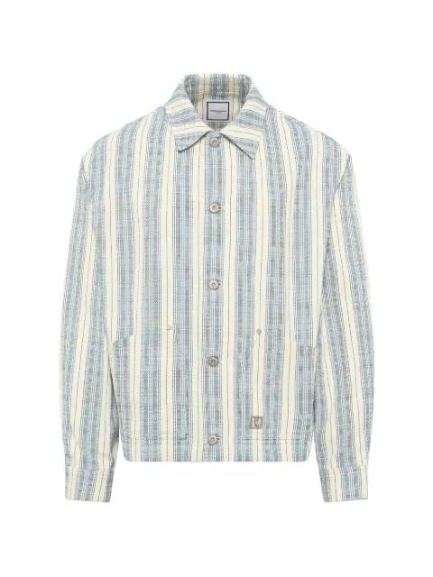 stripe-pattern dropped-shoulder shirt by WOOYOUNGMI