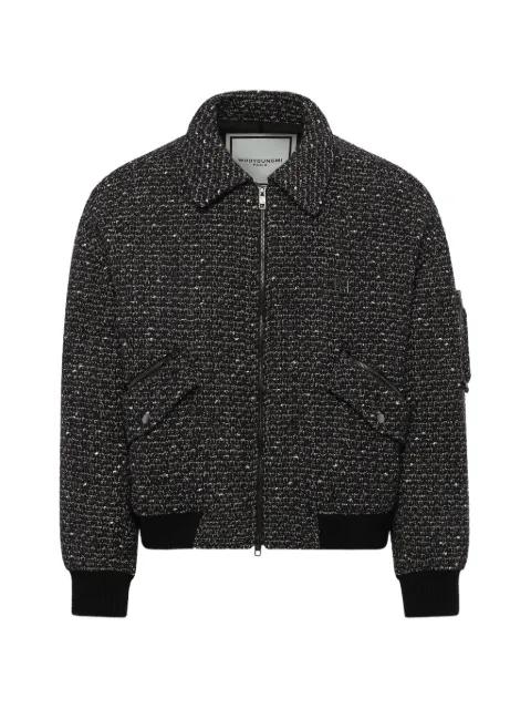 tweed zip-up bomber jacket by WOOYOUNGMI