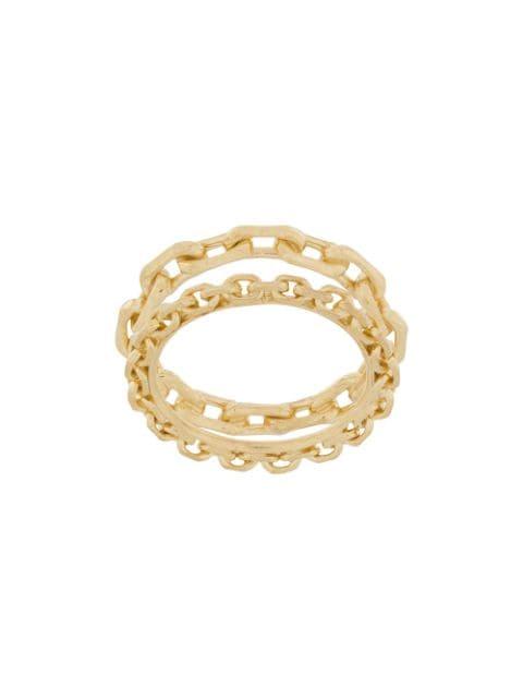 chain-embellished stacked ring by WOUTERS&HENDRIX