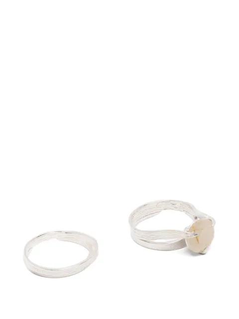quartz-embellishment rings (set of two) by WOUTERS&HENDRIX