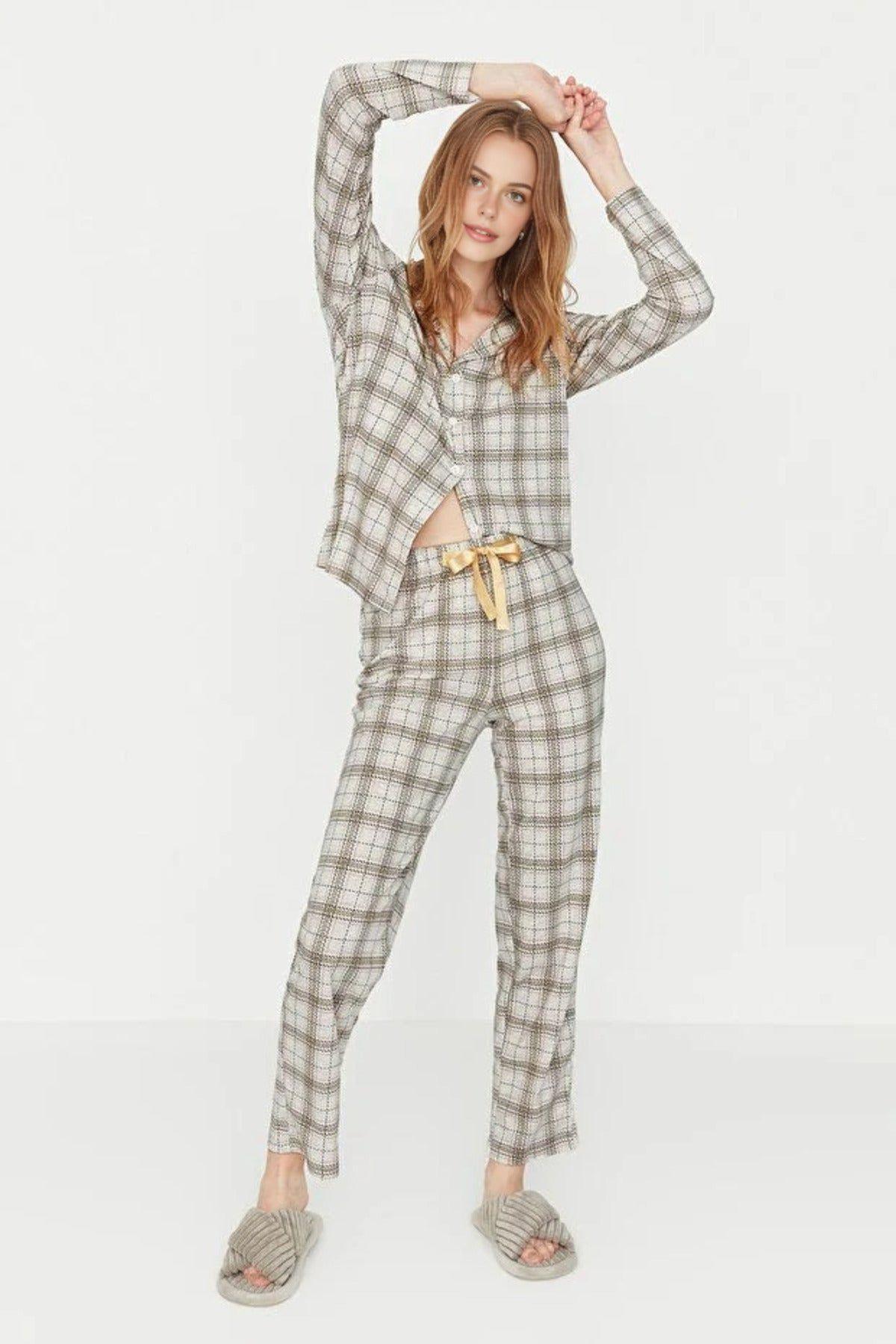 2-Piece Argyle Print Cotton Knit Pajama Set by WOVCOR