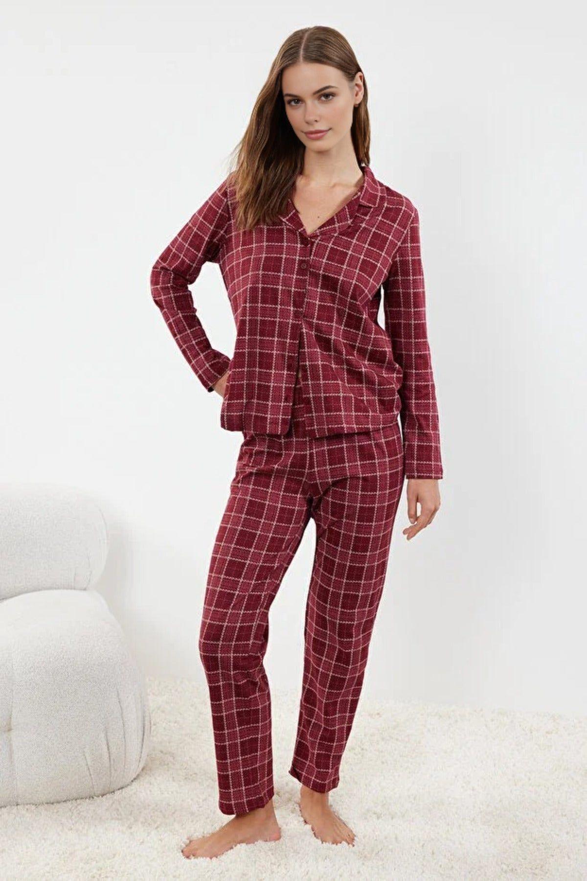 2-Piece Argyle Print Cotton Knit Pajama Set by WOVCOR