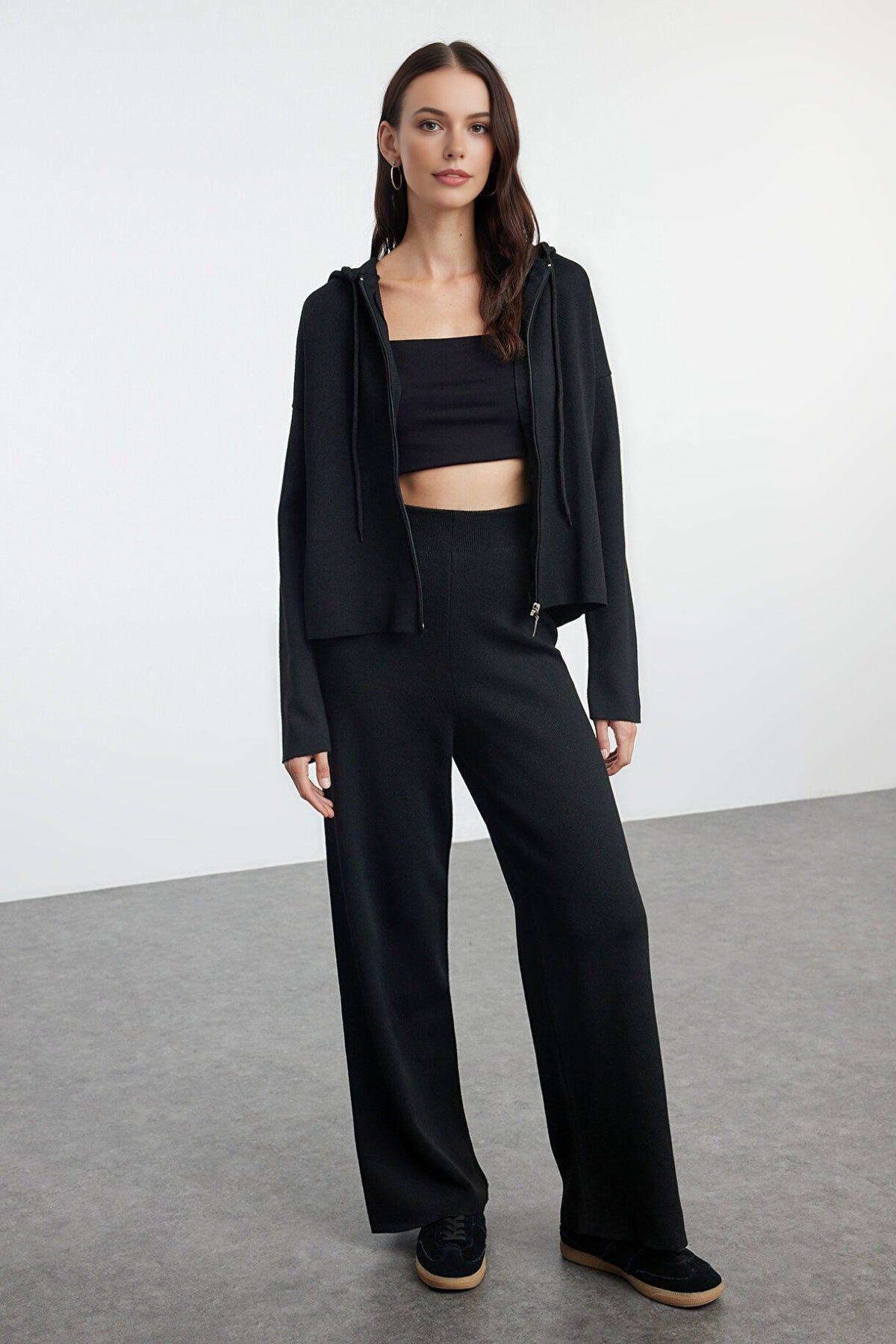 2-Piece Hooded Knit Top & Pants Set by WOVCOR